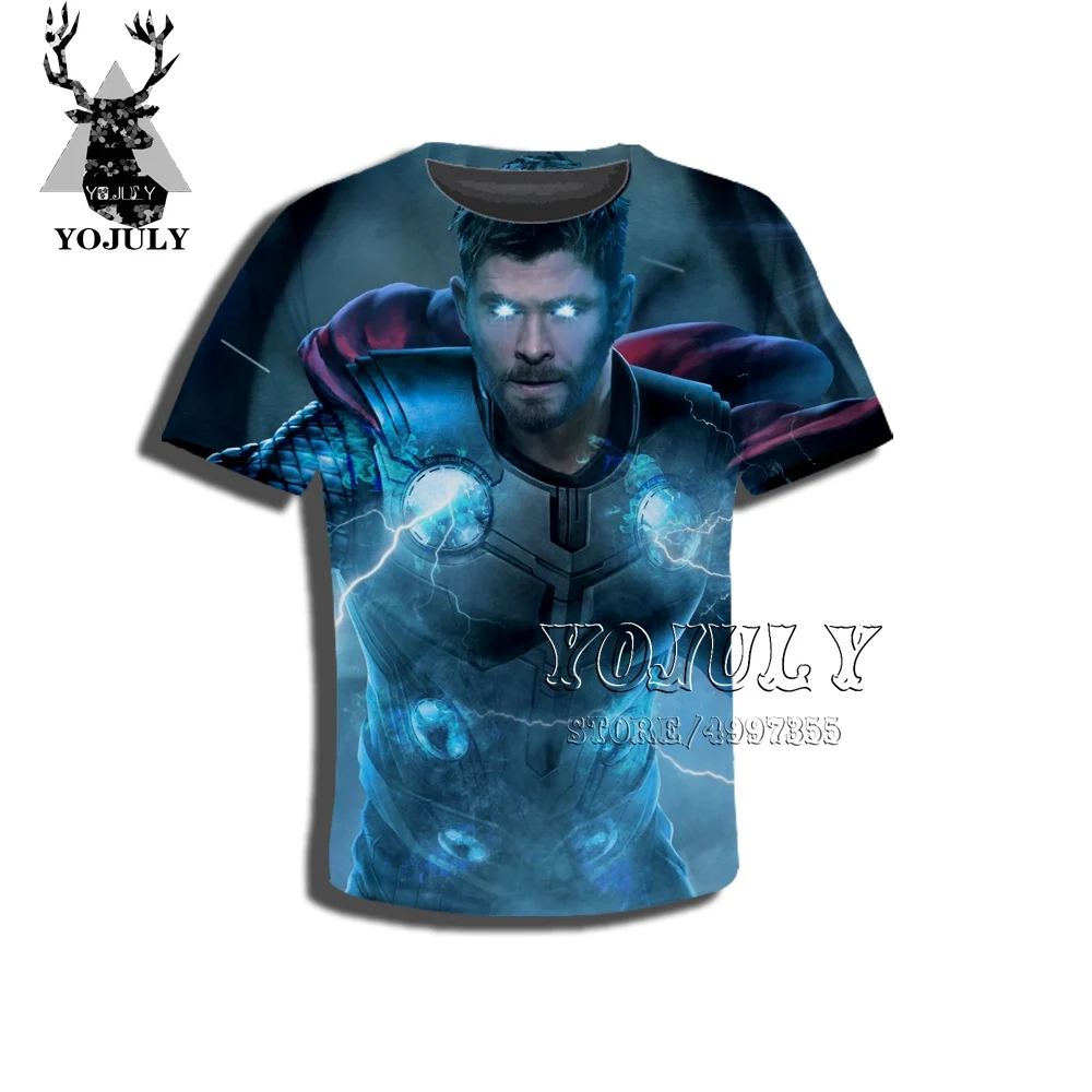 YOJULY Мститель герой Marvel Harajuku детская одежда с 3d принтом для мальчиков и девочек детская футболка модные футболки с круглым вырезом A483