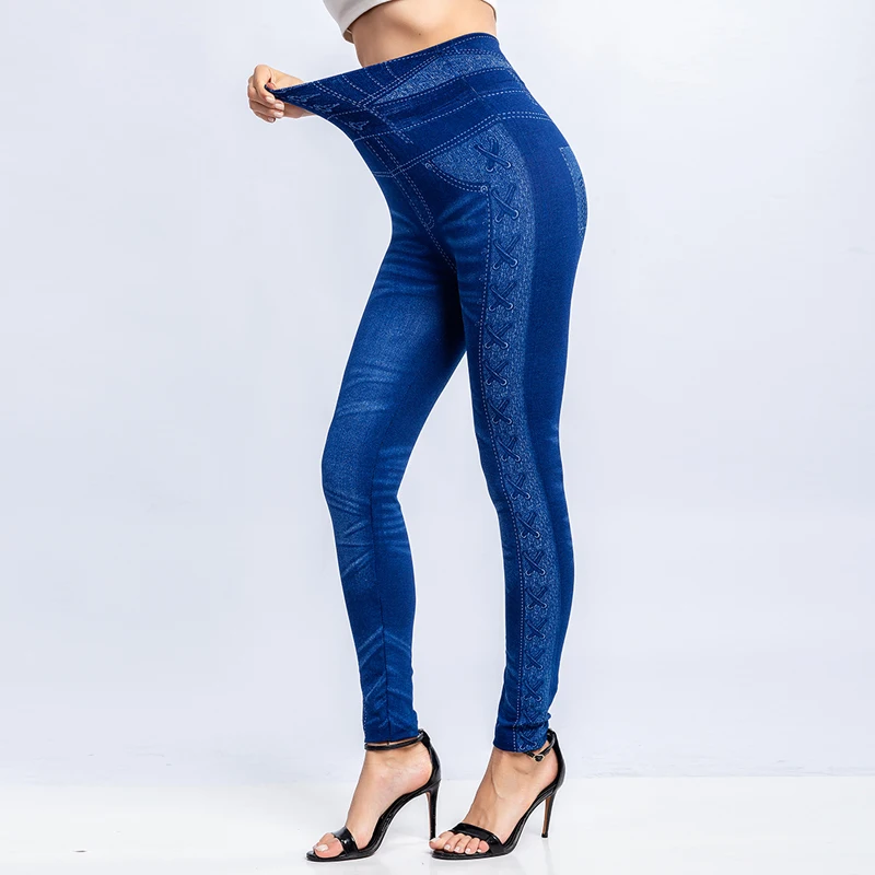 Sfit, женские модные леггинсы для спортзала, имитация леггинсов, джинсы, тонкие, для фитнеса, эластичные, бесшовные леггинсы, высокая талия, штаны для йоги размера плюс