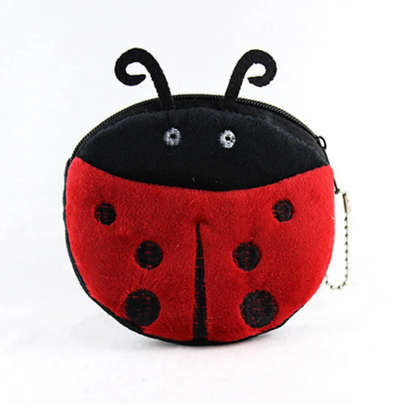 

Cute Ladybug Cartoon Girls Plush Coin Purse Children Zipper Coin Bags Storage Pouch Cute Animals Wallets Women Mini Handbag