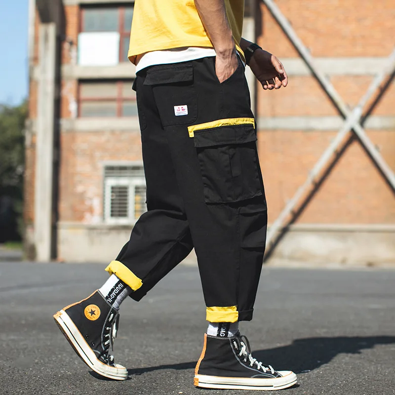 

2020 Spring Main Push Large Size Japanese-style Exterior Mixed Colors Contrast Color Harem Capri Pants M-5x Hk67