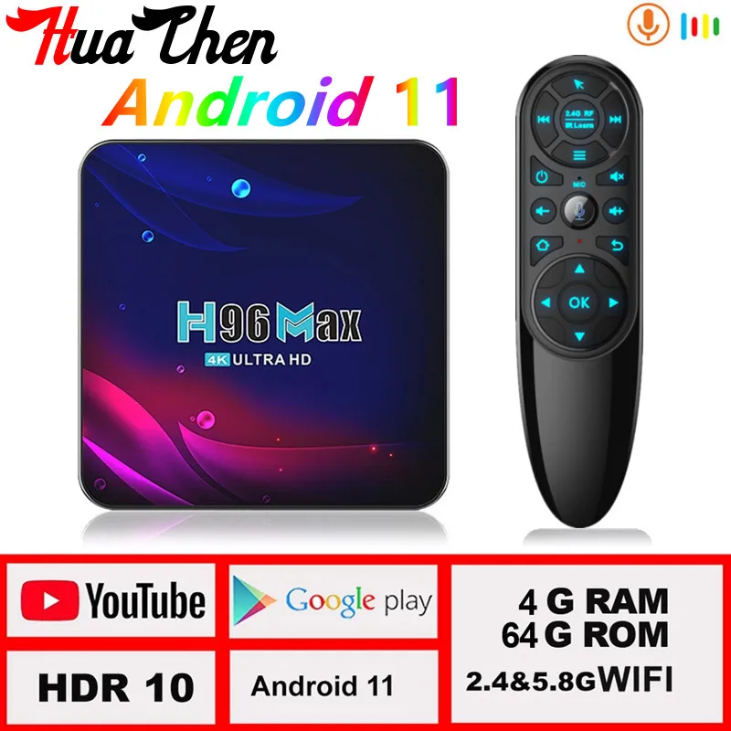 Приставка Смарт-ТВ H96 MAX Android 11 4 + 64 ГБ HD | Электроника