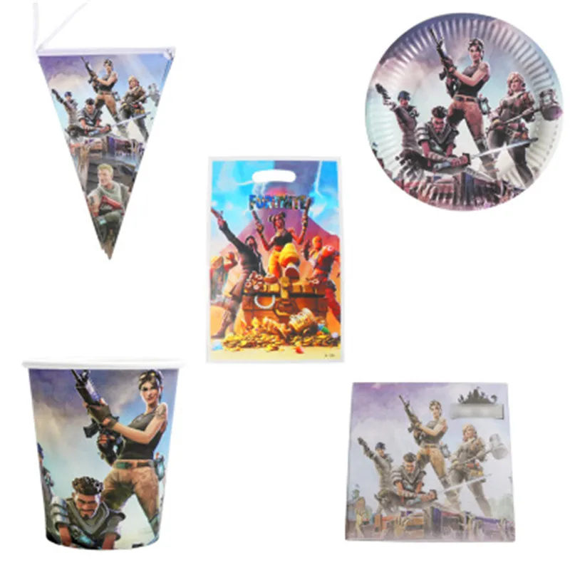 Fortnite игра День рождения тема одноразовые столовые приборы набор ребенок день