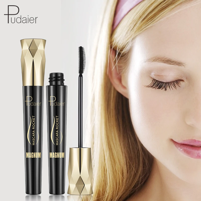 

Pudaier 3D Silk Fiber Eyelash Black Mascara Waterproof Long Lasting For Eyelash Extension Black Thick Lengthening Eye Lashes
