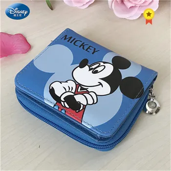 

Disney New Cartoon Character Blue Mickey Wallet Children Fashion Coin Purse Cute Cartoon Coin Bag PU Storage Wallet