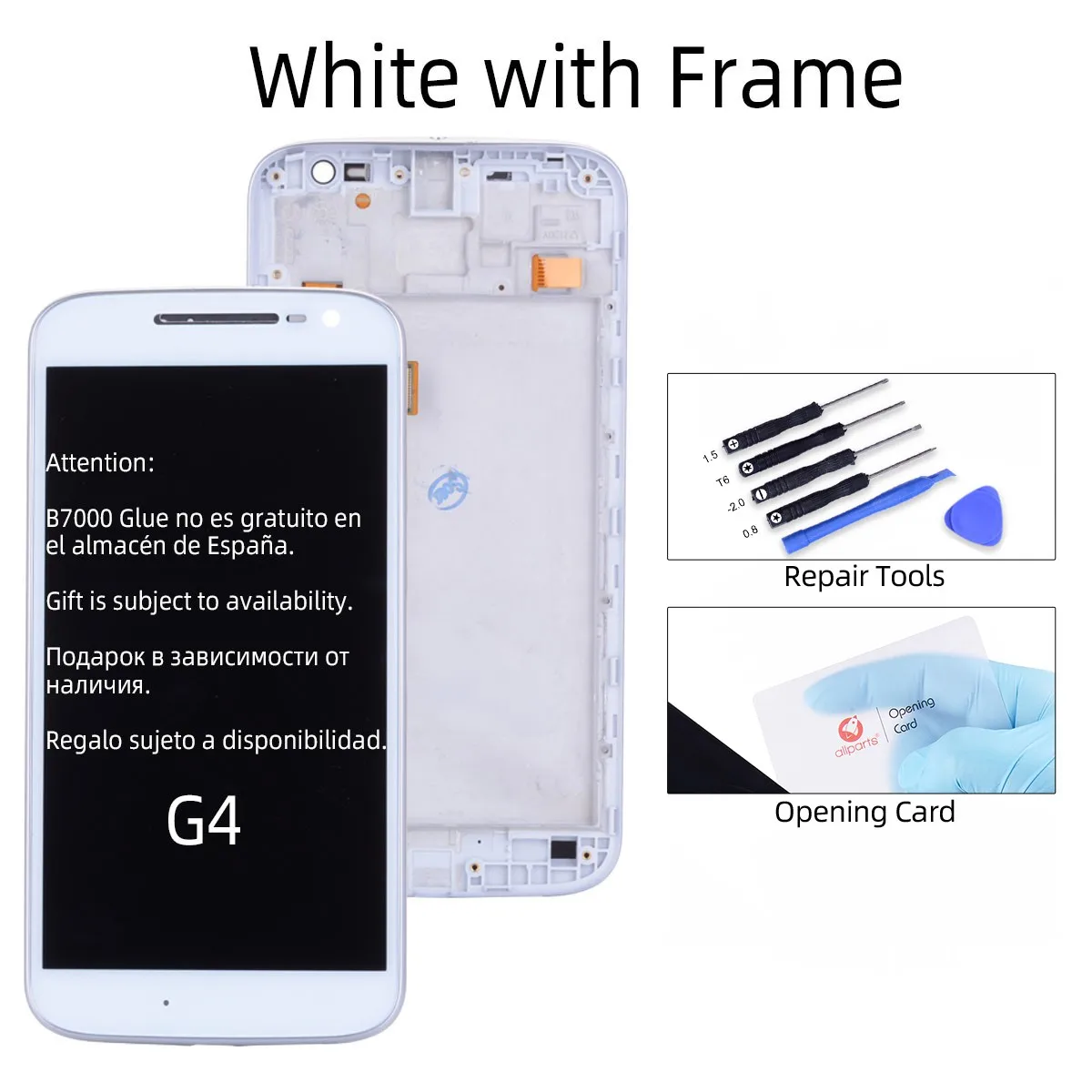 Дисплей для Motorola Moto G4 LCD в сборе с тачскрином на рамке черный белый - Цвет: White with Frame