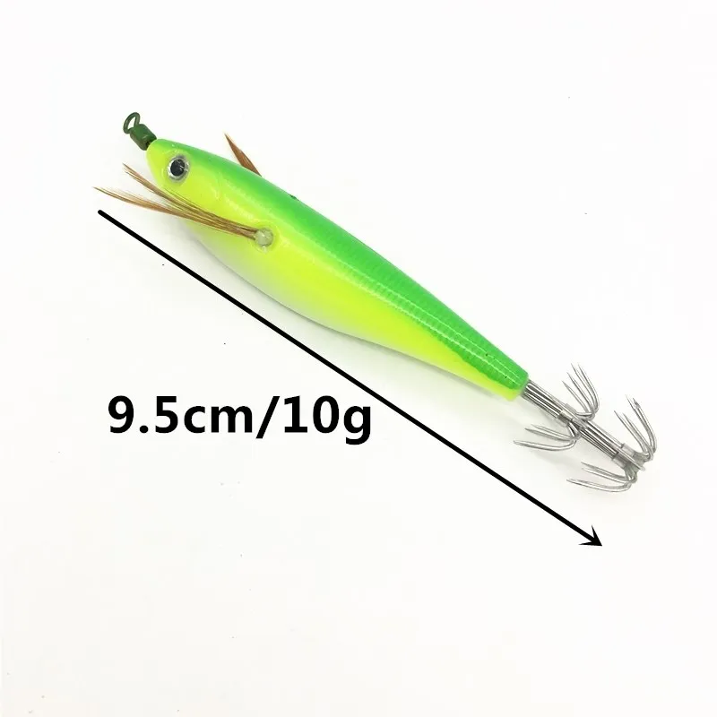 Artificial Squid Jig Fishing Octopus Lures Wood Shrimp Prawn Spinnerbait Lures Luminous Cuttlefish Fishing Bait Tools 9.5cm 10g