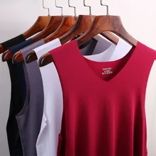 Топ класс мужские Модальные вискоза бесшовный жилет тонкий облегающая Фитнес Спортивные барьеры база Молодежная летняя