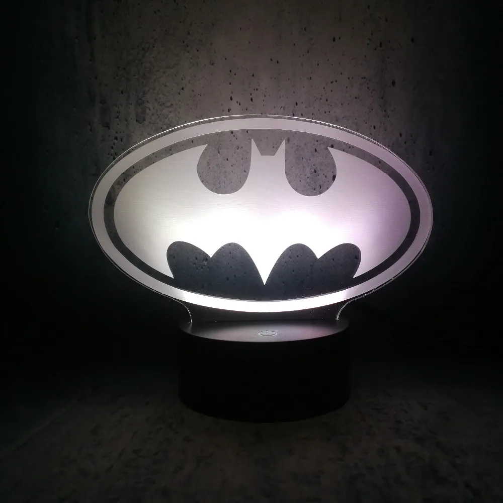 Принт Бэтмен атмосфера 3D USB светодиодный светильник рисунок красочное украшение ночник креативный домашний декор Ночная лампа лава lampara