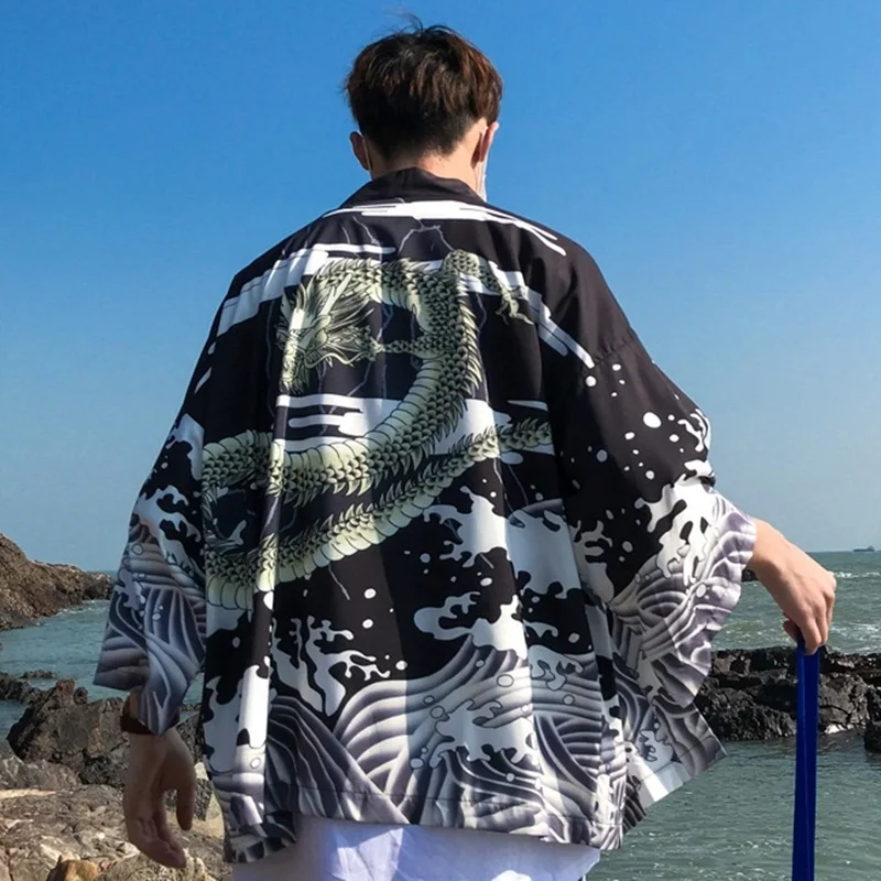 Japanese kimono cardigan men haori yukata male samurai costume clothing kimono jacket mens shirt yukata haori ZZ0004