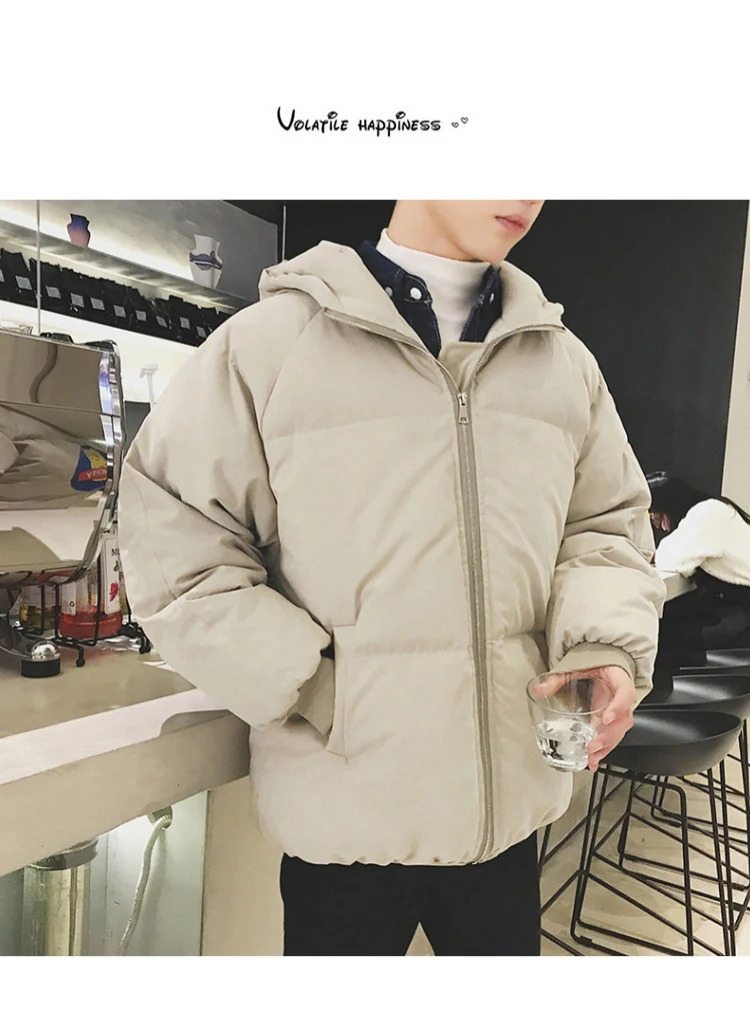 Couple Clothes Winter New Style Fashion Printed Men down Coat Hong Kong Style Students Loose Casual Hooded Cotton-padded Jacket