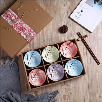 

Japanese Colour Kitchen Utensils Porcelain Ceramic Bowl With Box Tableware Set
