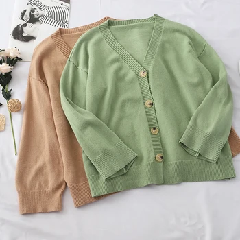 

Heliar Autumn 2019 Leisure wind knitted Jacket female Fashion Korean Version Loose Student Slovely Woman Wearing Cardigan