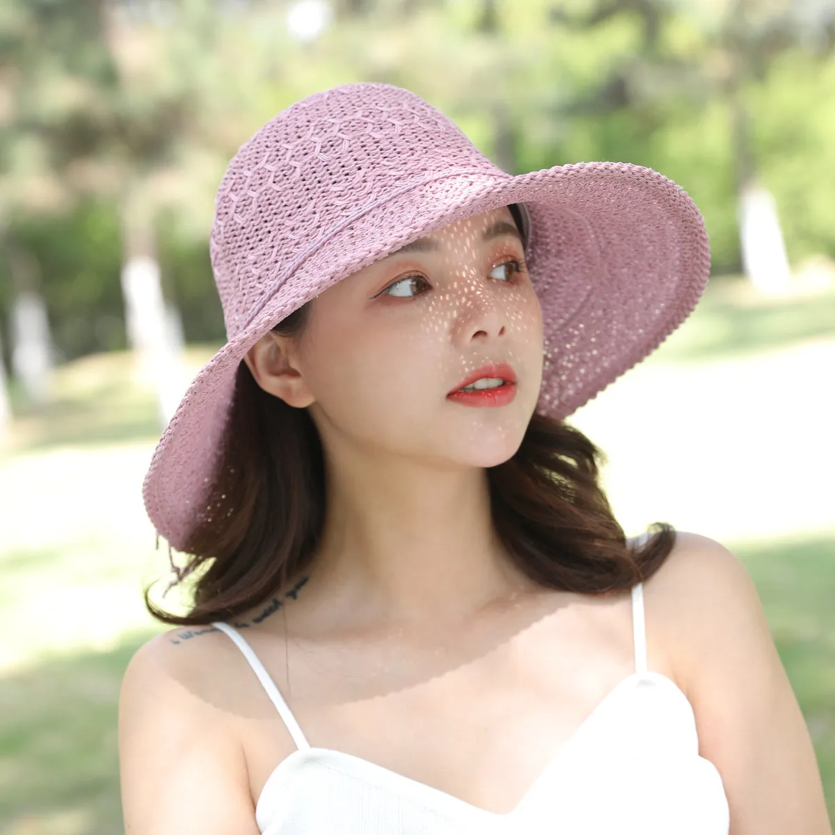 

Women's Large Brimmed Straw Hat Seaside Holiday Beach College Style Sun-resistant Sun Hat Summer Outdoor Foldable Basin Bucket H