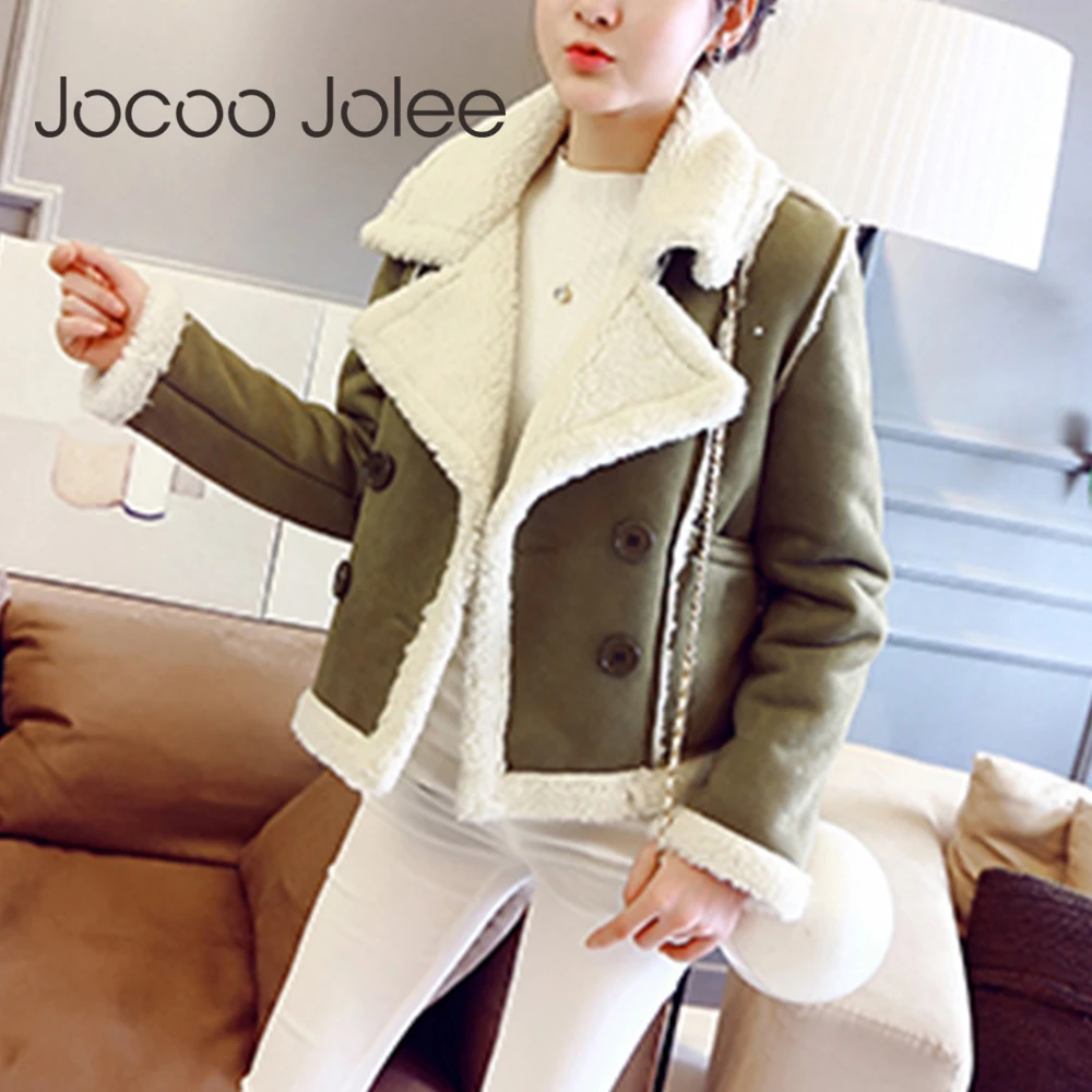 Jocoo Jolee, Женское пальто из искусственного меха, овчина, теплые толстые замшевые куртки, женские зимние куртки из овечьей шерсти, Короткие мотоциклетные пальто, мода