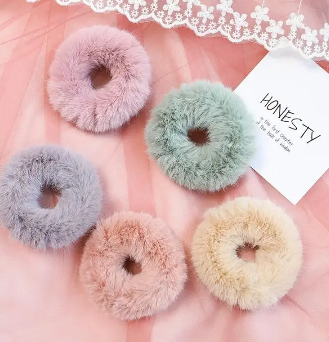 100 шт./лот DIY простой мульти кроличья шерсть резинки для волос эластичность бесшовные головные уборы Инструменты для укладки аксессуары HA1460