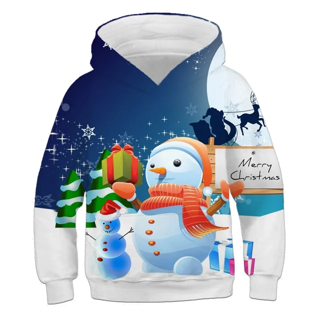 Sweater Santa Claus Christmas Children's Hoodie Boys Long-Sleeved Girls 3D Printed Autumn Winter Coat Fashion Festival Clothing TZWY-040434