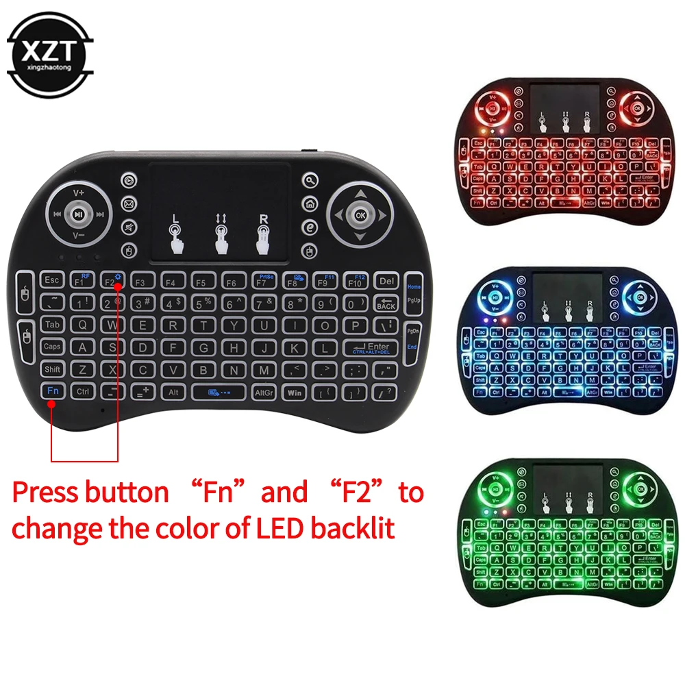 New I8 2.4G Mini Wireless Keyboard Backlit English Russian Air Mouse Touchpad Remote Control For Laptop TV BOX USB Receiver