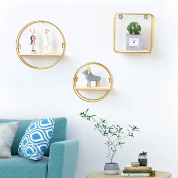 

European-style Creative Gold Color Iron Hook-type Sundries Storage Rack Home Living Room Bedroom Wall Hanging Decorative Shelf