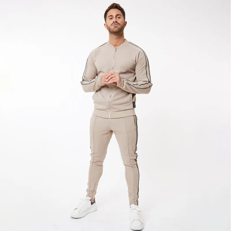 

2020Europe and the United States new fitness clip suit slim running suit men's suit sportswear