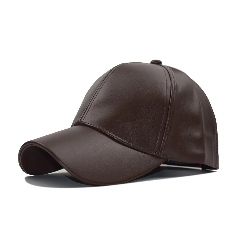 Dark Brown Cap FS, Высококачественная бейсболка из искусственной кожи, одноцветная, регулируемая, Осень-зима, бейсболка, s, для мужчин и женщин, Snapback, кепка, Casquette Gorras Para Hombre - Цвет: Dark Brown Cap