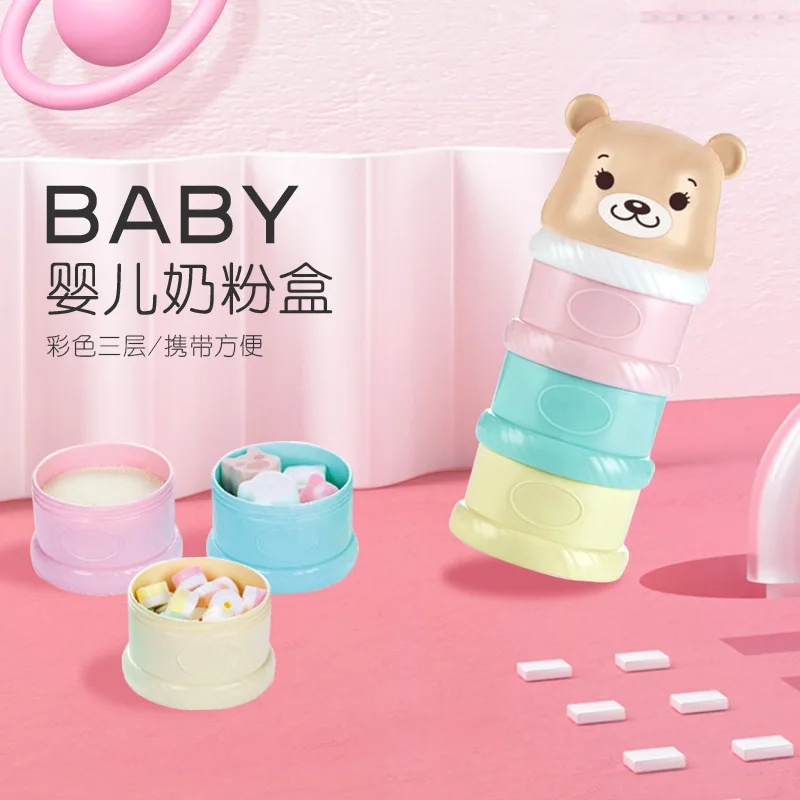 

Children Milk Box Three Layer Portable Infant Multi-Caliber Cartoon Layered Large-Volume Milk Powder Creative Storage Storage Ta