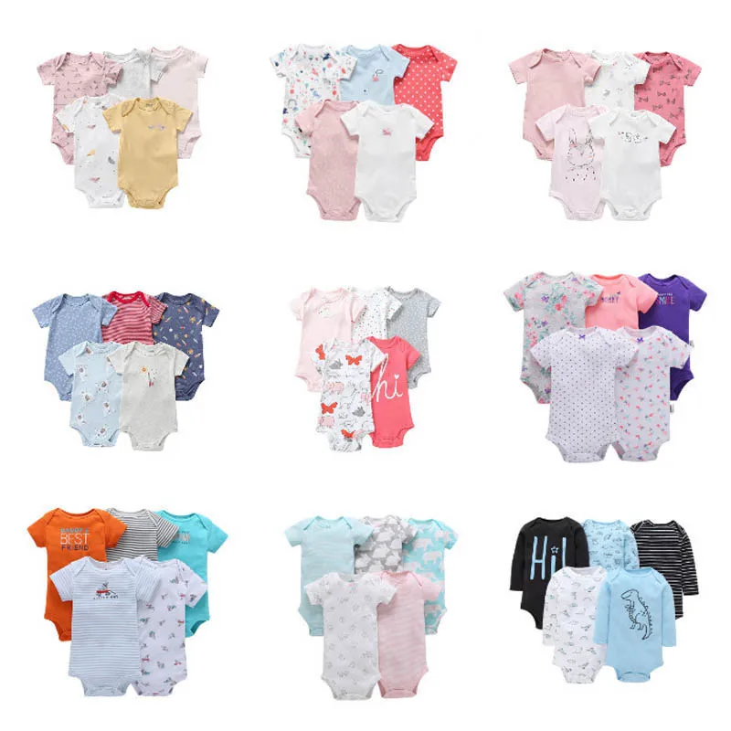Комбинезоны для новорожденных 100% хлопок с коротким рукавом 5 шт./лот|baby boy lot|baby