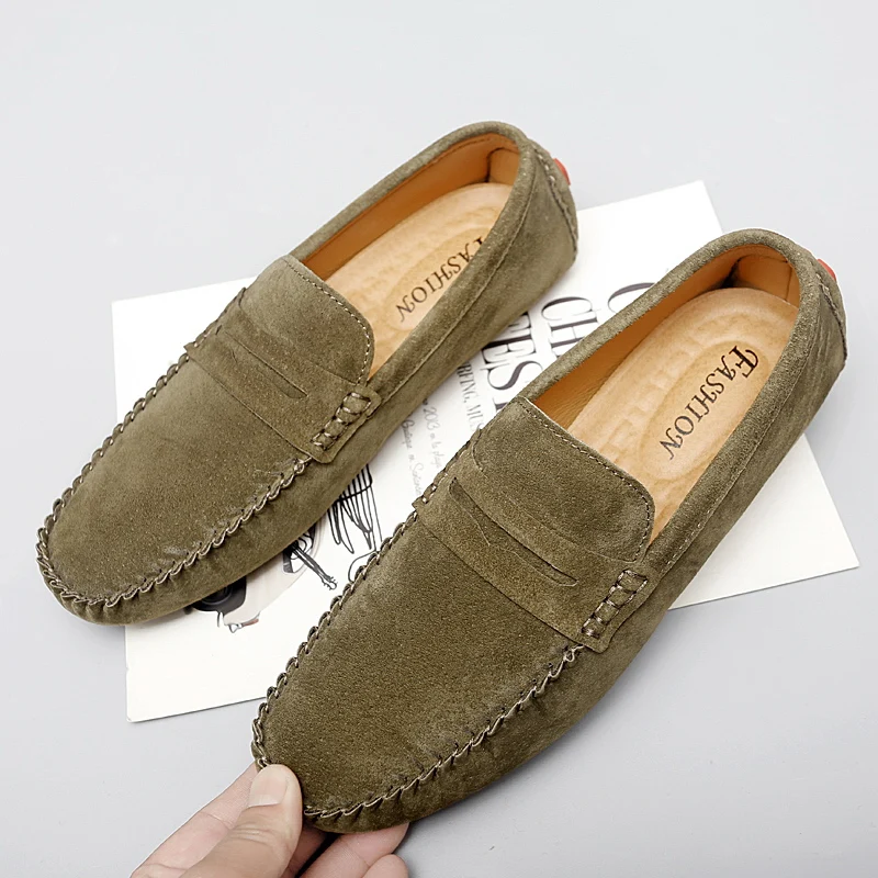 

Large Size 38-47 Fashion Summer Soft Moccasins Men Loafers High Quality Suede Leather Shoes Men Flats Gommino Driving Shoes 2022