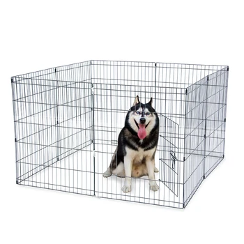 

30" Tall Wire Fence Pet Dog Cat Folding Exercise Yard 8 Panel Metal Playpen Enclosure for Creates Pet Interaction Training Spac