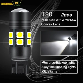 

Xukey Car T20 7443 7440 W21W W21/5W Auto LED DRL Reverse Lights Bulb Parking Sidelights Backup Lamp Globes 580 582 12V
