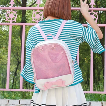 

New Transparent Backpack Women PU Leather Jelly Color Clear PVC for Teenage Girls Multi-Function Mini Backpack Female Ita bags