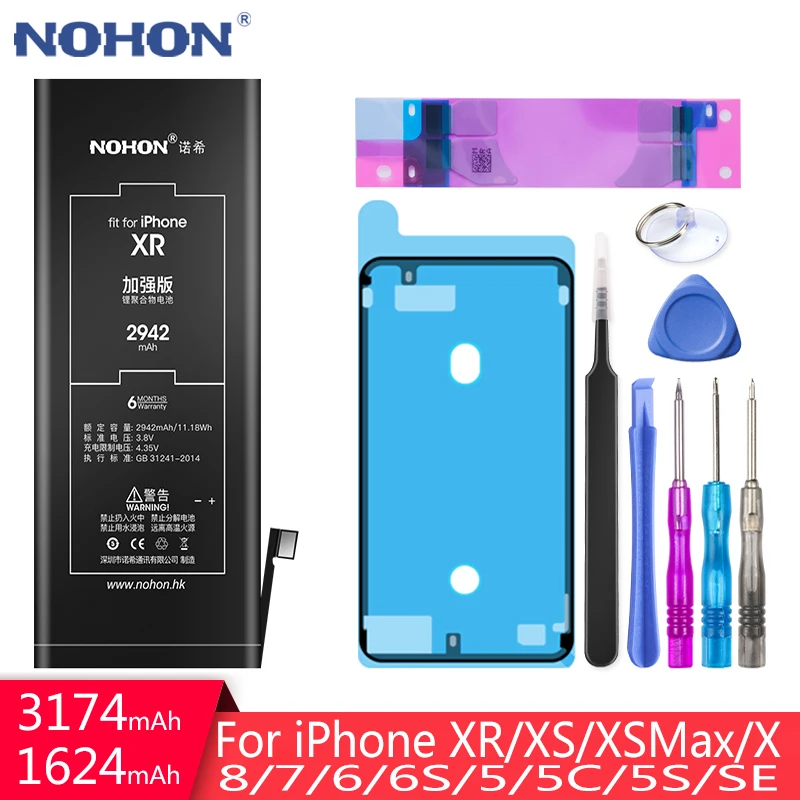 NOHON батарея для iPhone XR XS MAX X фотоаппаратов моментальной печати 8 7 7G 6S 6 5 5S SE Замена
