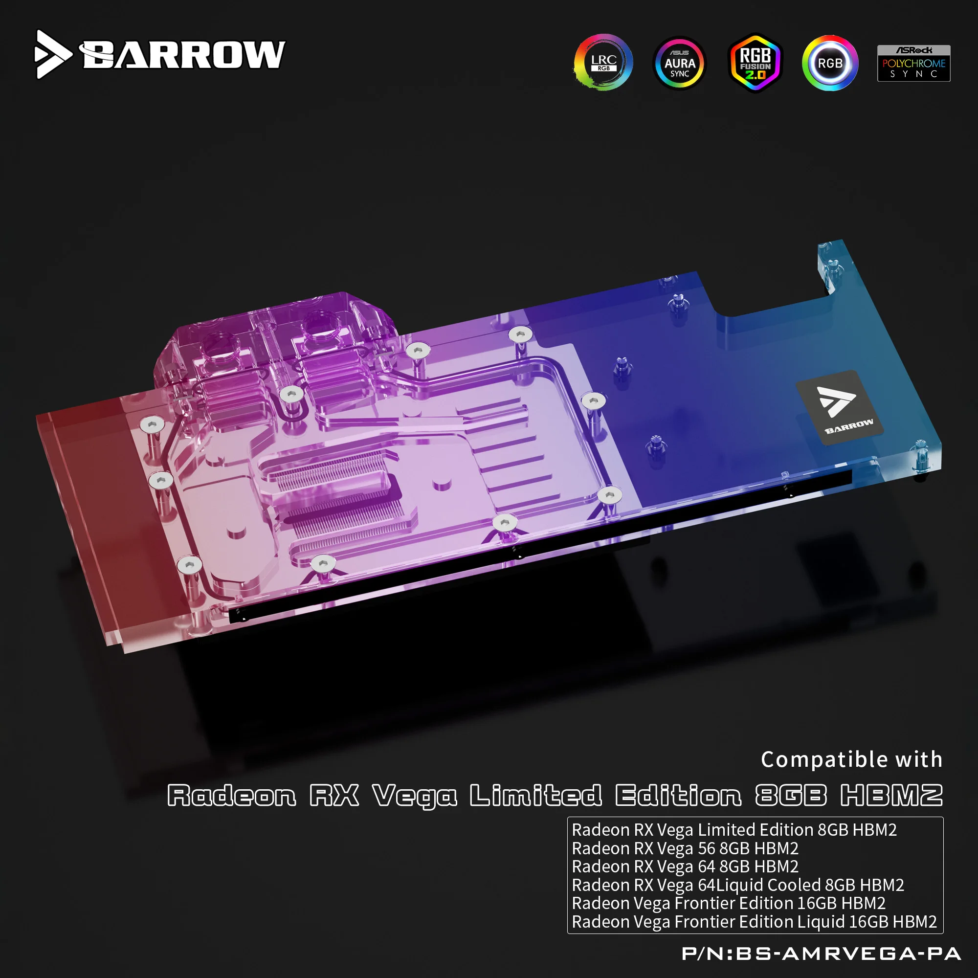 BARROW Full Cover Graphics Card Block use for AMD Radeon RX VEGA 64 / Public Version VEGA 56 Frontier GPU Radiator Copper Block