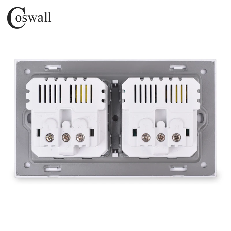 COSWALL бренд 2 банды Россия Испания стандарт ЕС настенная розетка с 4 USB порт зарядки скрытый мягкий светодиодный индикатор алюминиевая металлическая рамка