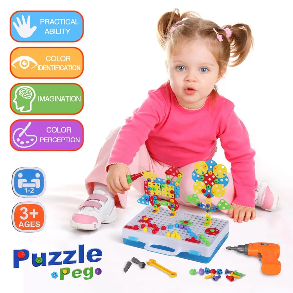 

Children's Disassembly And Assembly Screw Educational Toys,DIY Nut Combination Assembling Electric Drill Baby Puzzle