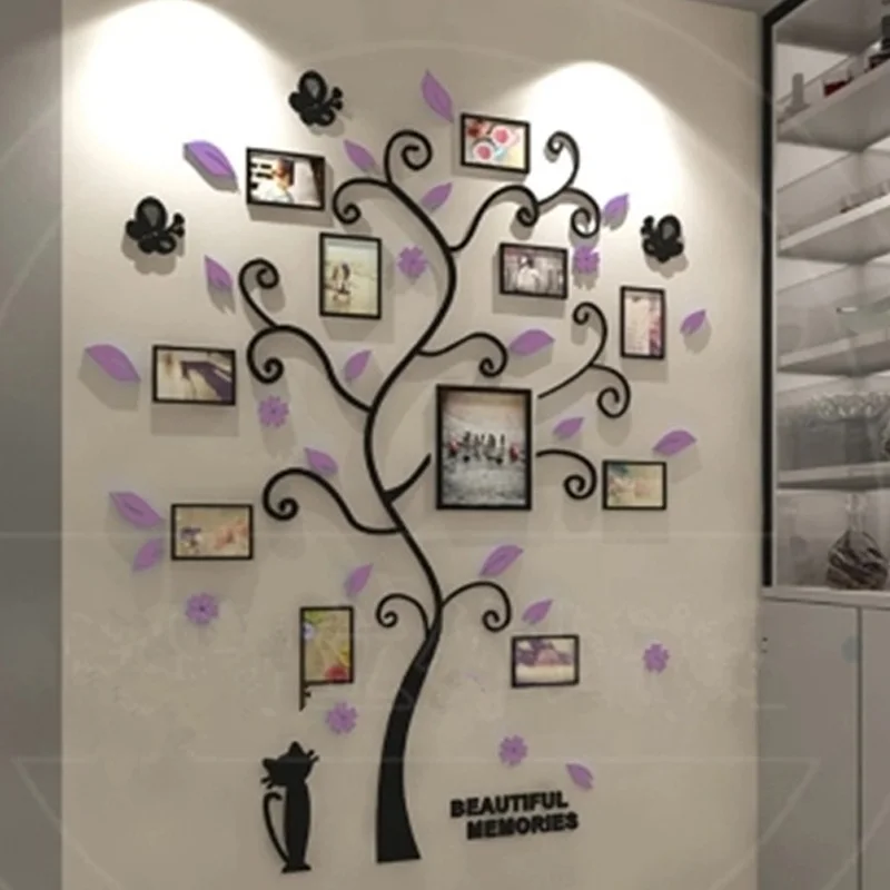 3D дерево наклейка из акрила, фотоальбом наклейки для стен растение дерево форма украшения стикер s домашний Декор настенный плакат висячий