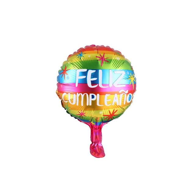 10pcs/lot 10inch Feliz Cumpleanos Spanish Happy Birthday Balloons Round Mylar Helium Balloon Happy Birthday Party Air Globos 6