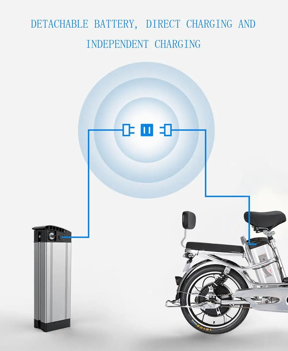 Adult Electric Bicycles Two Wheels Electric Bicycles 18 Inch 48V 350W Range 80KM Powerful Electric Bike Removable Battery