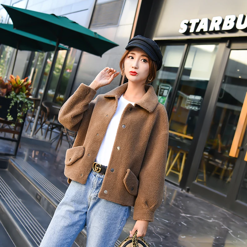 Бутик женское осеннее и зимнее кашемировое пальто, композитное кашемировое пальто, высококачественное модное пальто из овчины - Цвет: Хаки