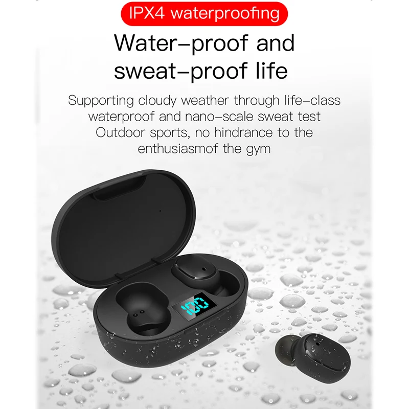 TWS Wireless Bluetooth V5 0 Earphone Wireless Earbuds LED Display Headsets Noise Cancelling Mic for iPhone Huawei E6s