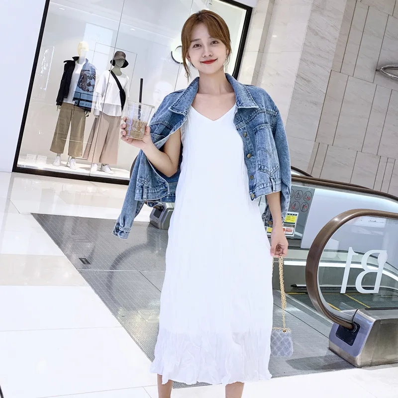 

2019 Summer New Style Hong Kong Style Pleated Strapped Dress Women's