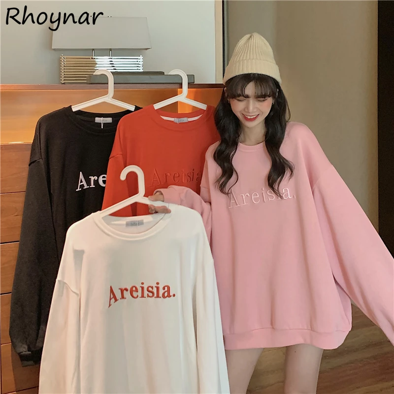 

Sweatshirt Women O-neck Letters Fashion Full Sleeve Spring Autumn Simple Breathe Bf Clothing Girls College Street Wear American