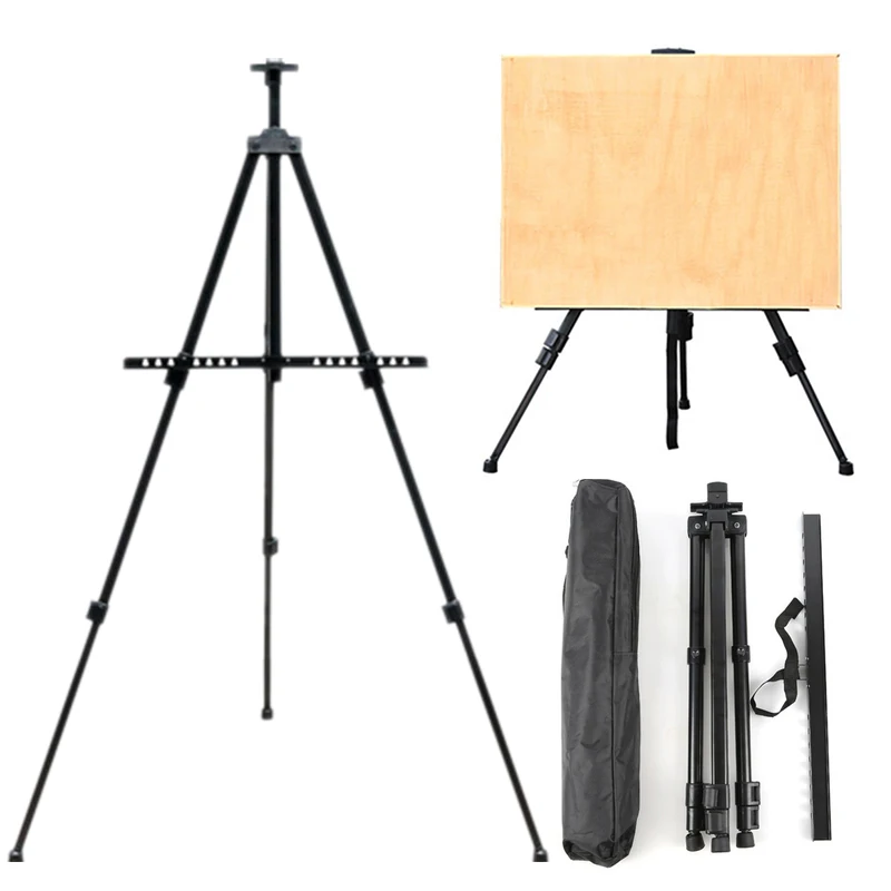 Sketch Easel AngelMark Easy Folding Adjustable Metal Tripod with Bag For Table-Top/Floor Paint