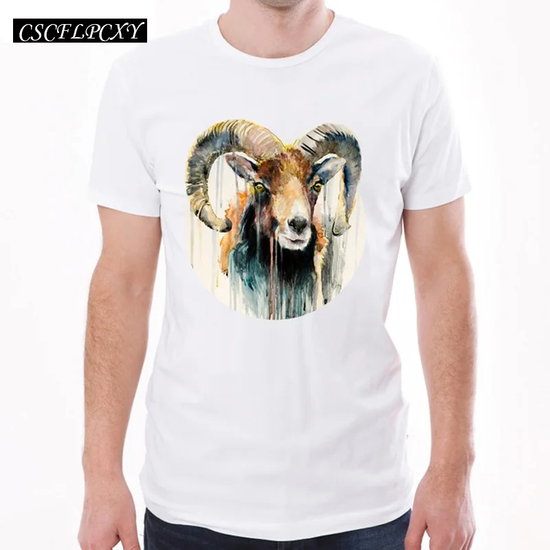 

2019 Fashion Men Tee Shirt Vintage Melted Ram Printed T-Shirt High Quality Cool Tops Short Sleeve Basic t shirts
