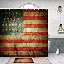 

Shabby American Flag Shower Curtain, Rustic American US Flag USA Stars and Stripes on Retro Wooden Plank Shower Curtain Bathroom