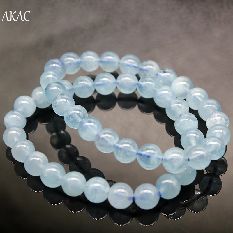 1 браслет/комплект AKAC approx8mm A+ натуральный Аквамариновый браслет для женщин браслет approx22beads/браслет