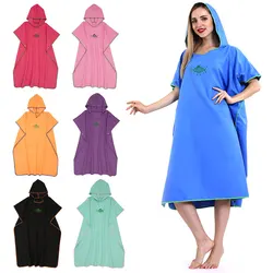 Unisex Beach Blanket Bath Towel Hood Absorbent Swimming Towel Adult Microfiber Quick Dry Swim Robe Wetsuit Changing Robe Poncho