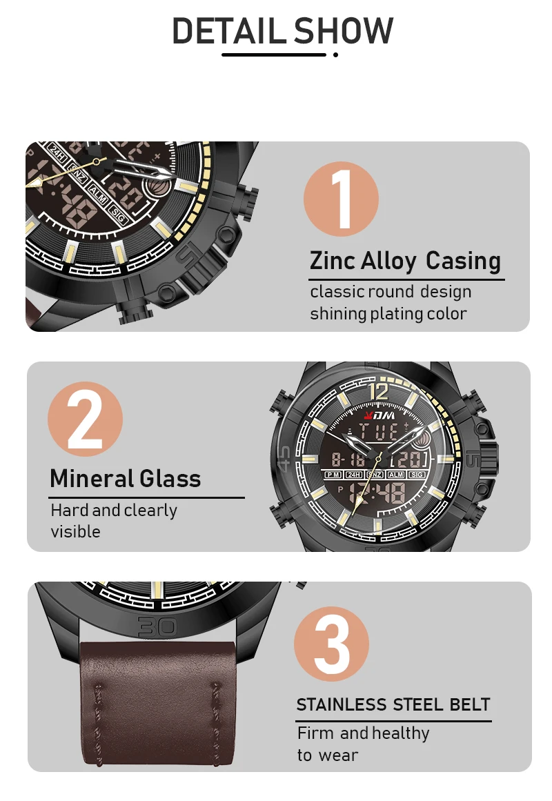Relogio masculino двойной кварцевый цифровой дисплей reloj hombre удобный кожаный ремешок erkek kol saati чехол из сплава orologio uomo