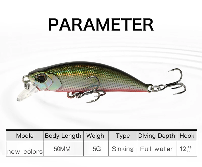 2023 heißer 50 Mm 5G Mini Sinking Minnow Angeln Lockt Jerkbaits Peche Künstliche Köder Wobbler Köder für Forelle Bass karpfen Angeln – Detail 1