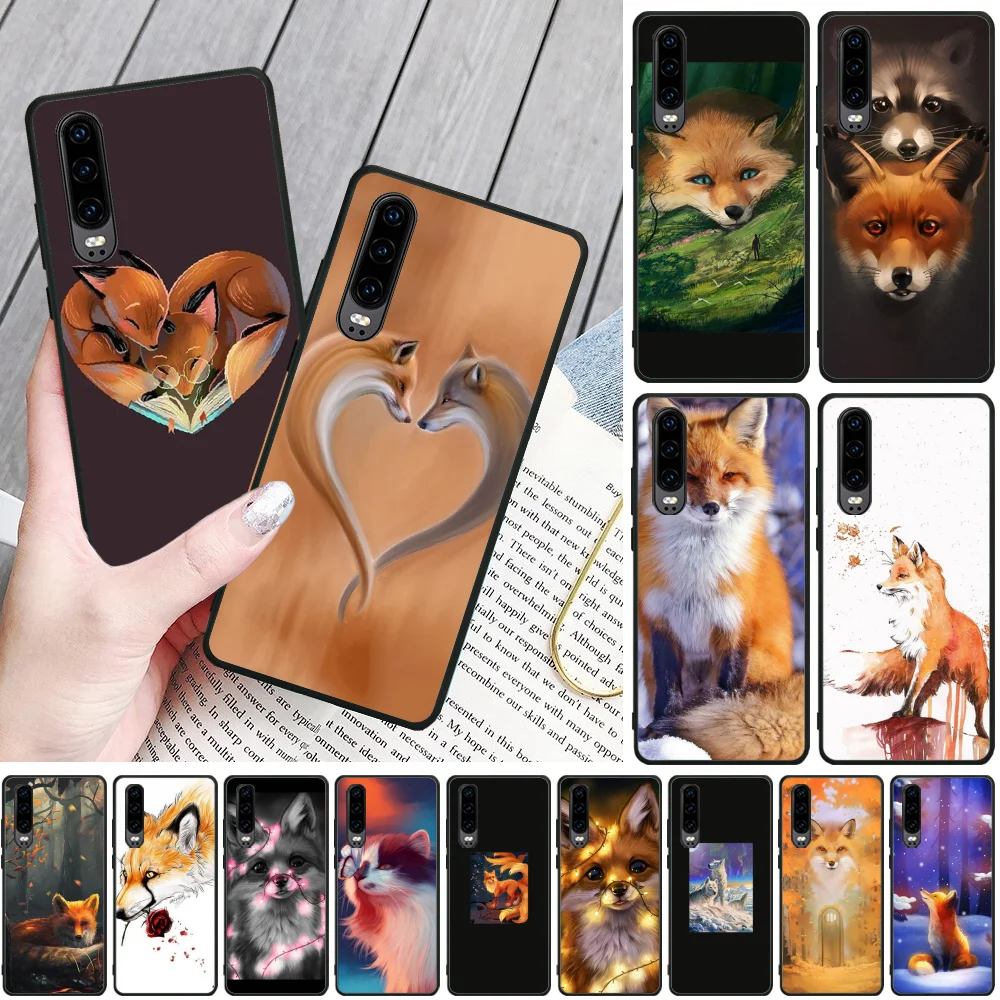 Viviana Аниме Забавный foxs Прекрасный черный чехол для телефона Huawei P9 10 lite P20 pro P30 Psmart