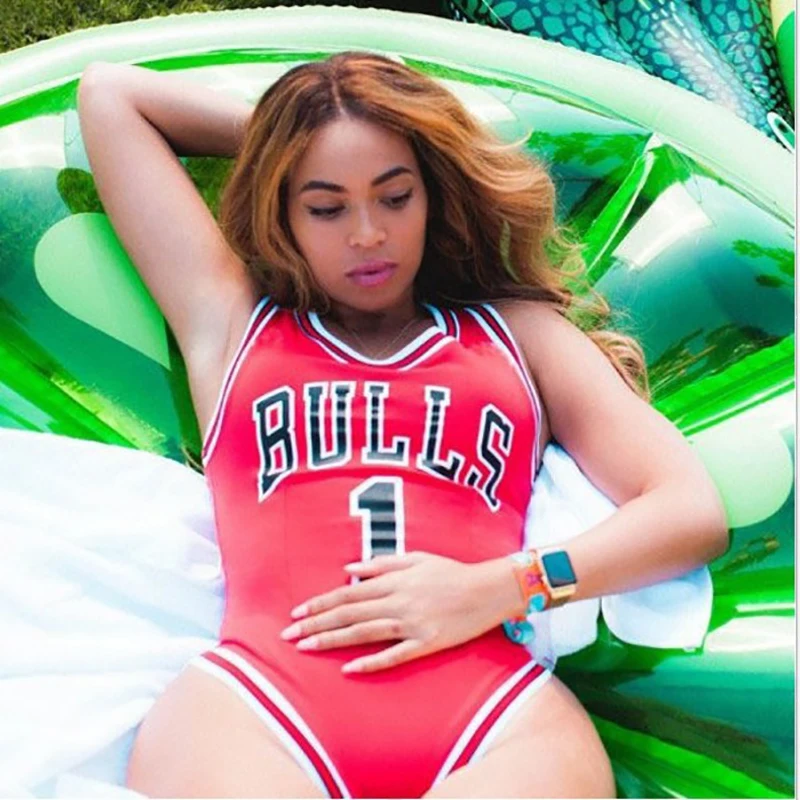 

One Piece Swimsuits Red Swim Suit 2020 New Letter Printed Swimming Suit For Women Bulls Sports Swimwear Female Bathing Suit